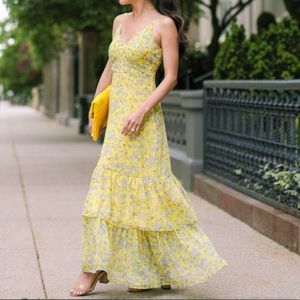 Banana Republic Yellow Tiered Dress Petite